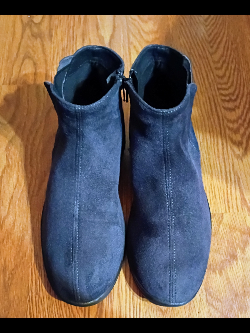 Arthopedic Navy Suede Ankle Booties with Side Zip#426